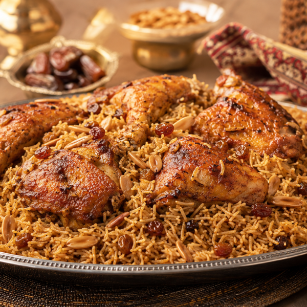 طريقة عمل الكبسة السعودية بالدجاج والأرز البسمتي