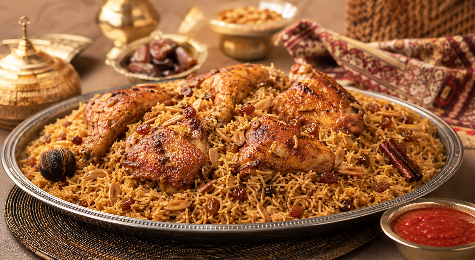 طريقة عمل الكبسة السعودية بالدجاج والأرز البسمتي