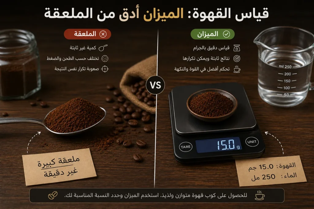 قياس-القهوة-بالميزان-مقابل-الملعقة