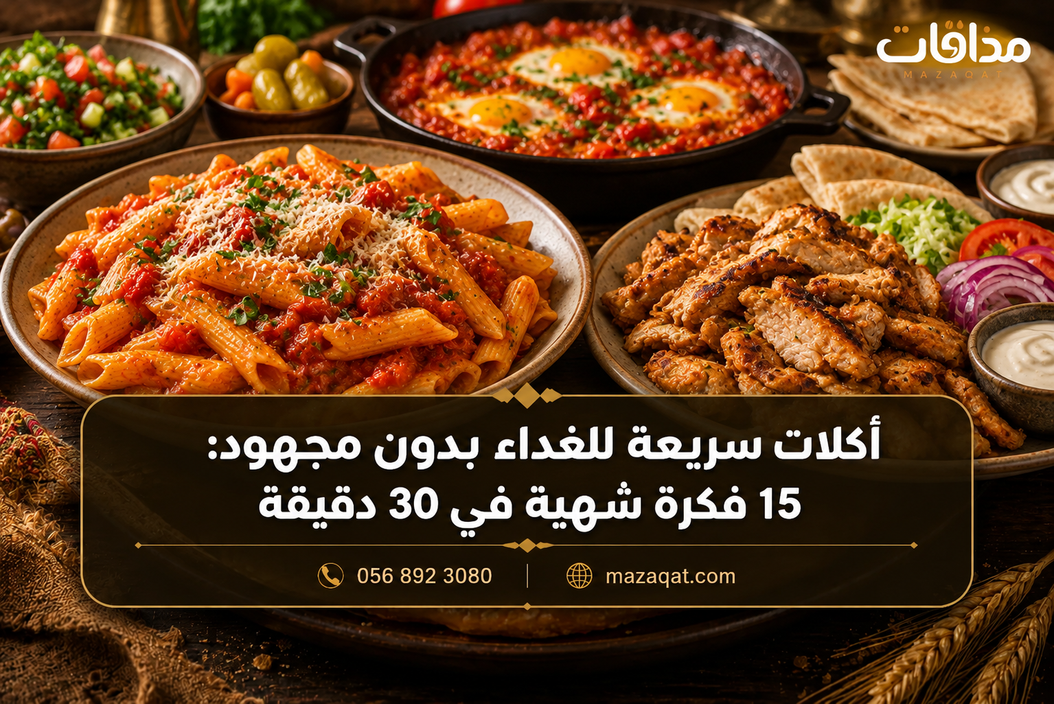 أكلات سريعة للغداء بدون مجهود تشمل المكرونة والشاورما والشكشوكة