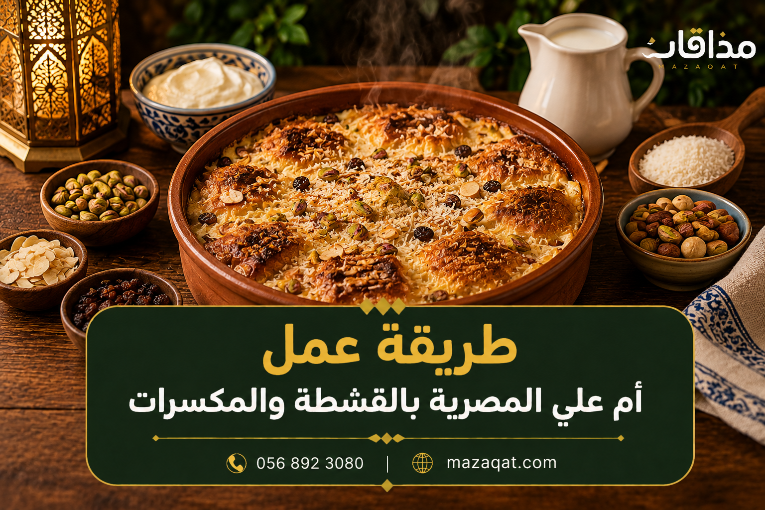 طريقة عمل أم علي المصرية بالقشطة والمكسرات