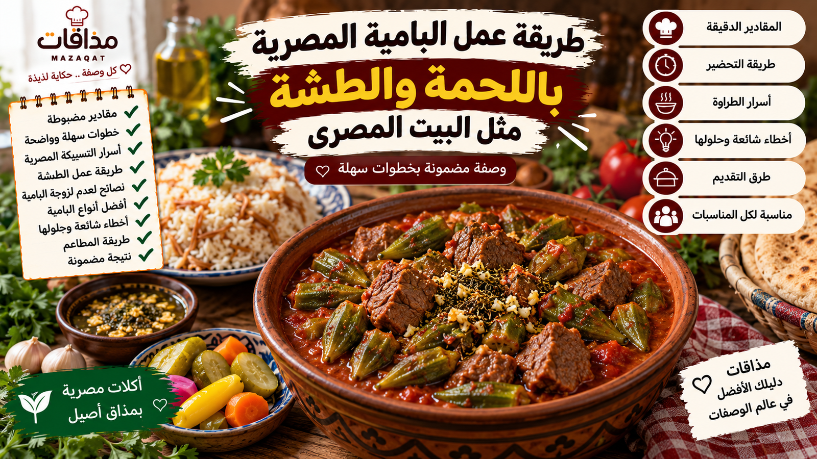 طريقة عمل البامية المصرية باللحمة والطشة مثل البيت المصري