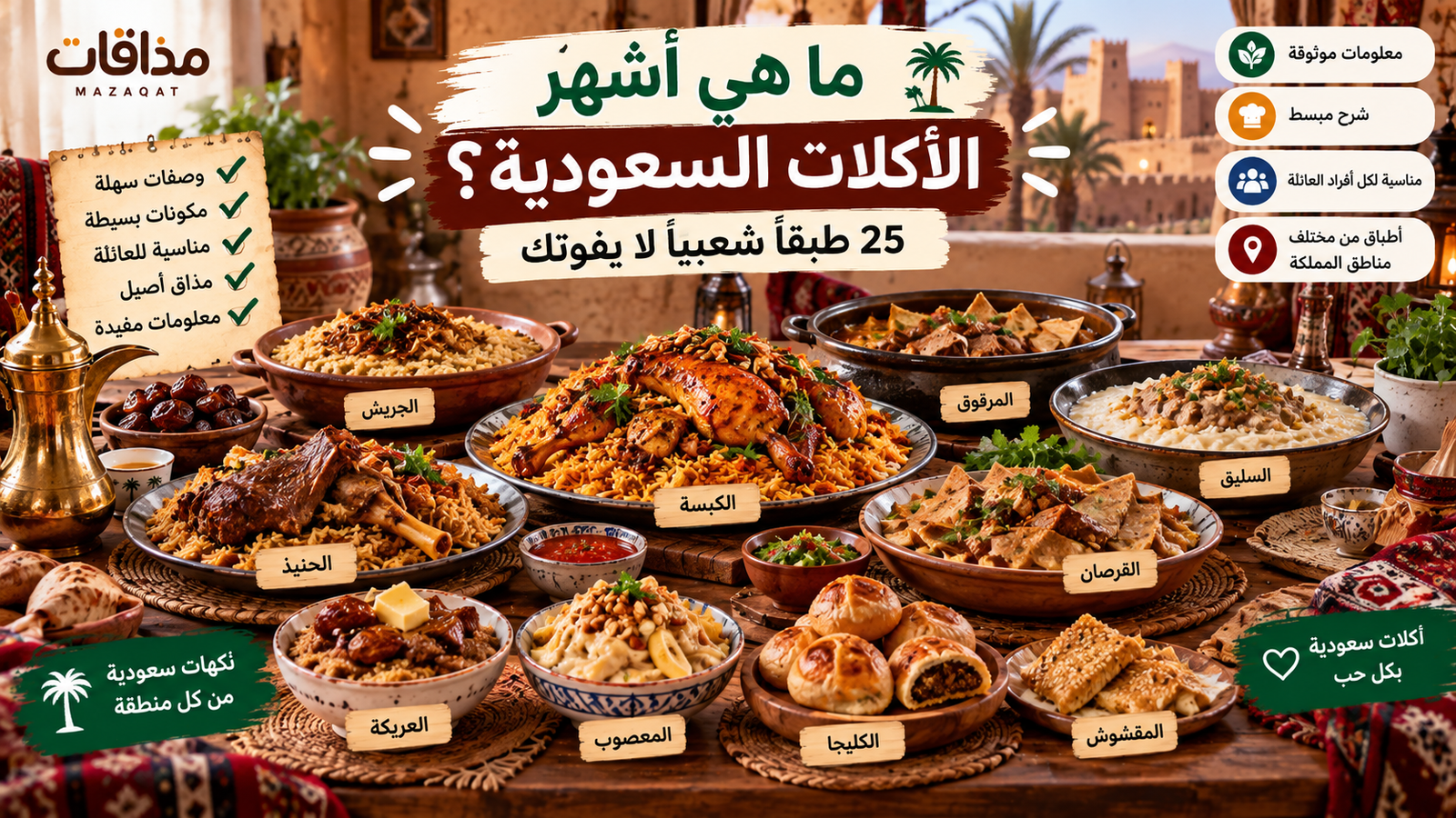 ما هي أشهر الأكلات السعودية؟ أشهر الأطباق الشعبية التقليدية