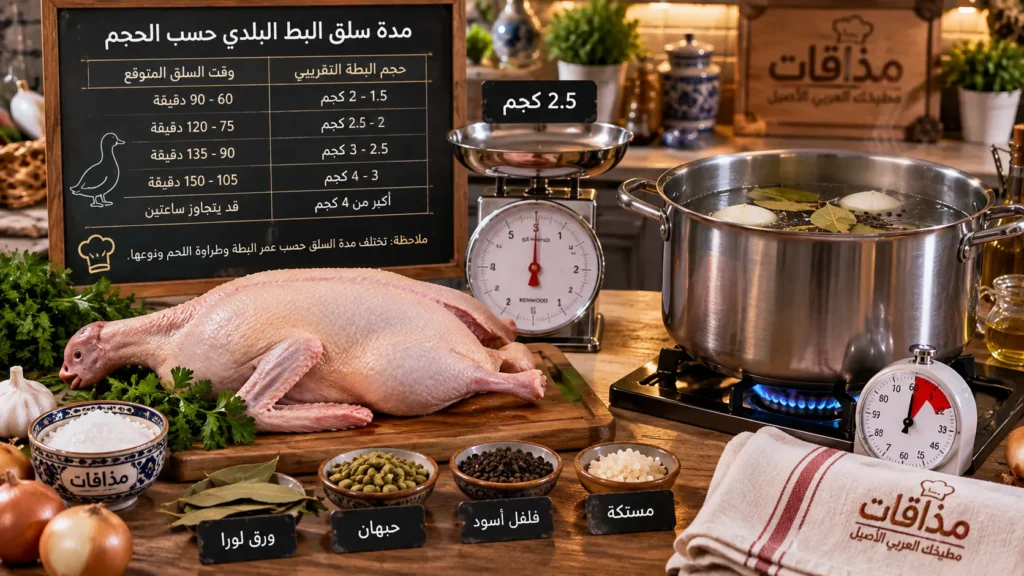 مدة-سلق-البط-البلدي-حسب-الحجم